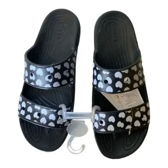 Crocs Heart Print Sandals Men's Size 15 Shoes NEW